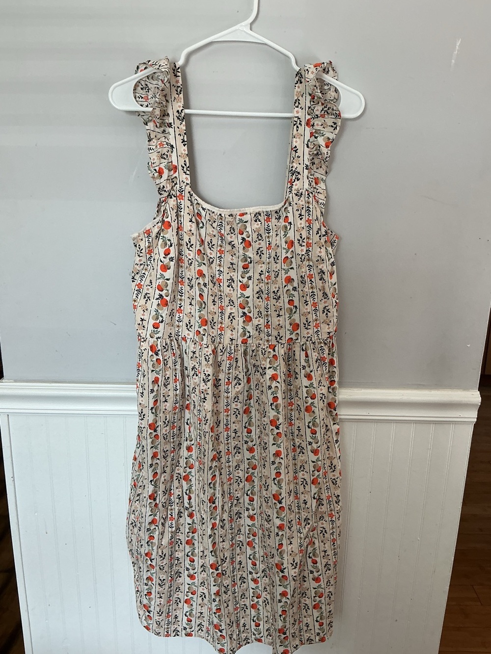 Ann Taylor Factory Cream Sundress with Orange Floral Print